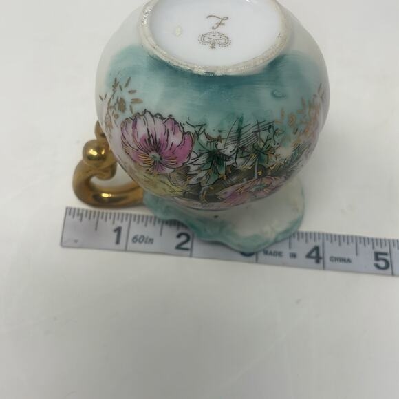 Lefton Pink Floral Miniature Creamer Pitcher w/ Underplate Saucer - Picture 9 of 12